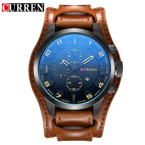 CURREN-ساعة كوارتز بحزام جلدي للرجال ، مجموعة جديدة ، رياضية ، كاجوال ، التاريخ ، 8225