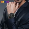 ساعة يد Skmei للعد التنازلي بحزام فولاذي ساعة يد رقمية للرجال ساعة كوارتز رجالية ثلاثية مرات ساعة معصم رجالية 1389