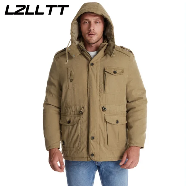 LZLLTT الرجال الشتاء الدافئة سترات رجالي جاكيت من الصوف سترات الرجال عادية القطن في الهواء الطلق الفراء خندق مبطن الستر معاطف