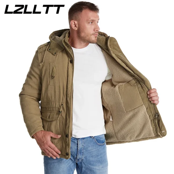 LZLLTT الرجال الشتاء الدافئة سترات رجالي جاكيت من الصوف سترات الرجال عادية القطن في الهواء الطلق الفراء خندق مبطن الستر معاطف