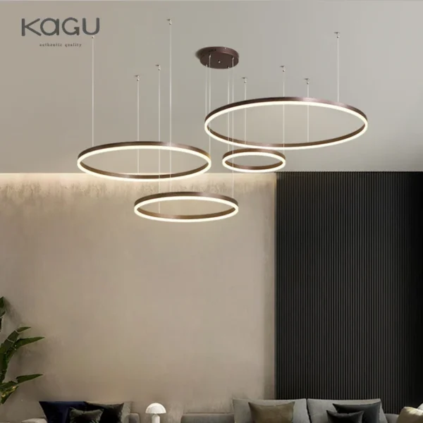 kf-S00862ef85039473cbe544f113ff4aa8bn الحد الأدنى الحديثة Led الثريا إضاءة المنزل نحى خواتم السقف شنت أضواء الثريا مصباح معلق الذهب والأسود اللون