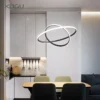 الحديثة قلادة مصباح Led خواتم دائرة سقف معلق الثريا الأسود Loft المعيشة غرفة الطعام المطبخ إضاءة داخلية تركيبات