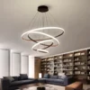 الحديثة قلادة مصباح Led خواتم دائرة سقف معلق الثريا الأسود Loft المعيشة غرفة الطعام المطبخ إضاءة داخلية تركيبات