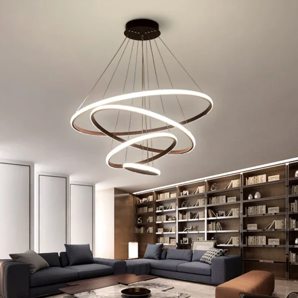 الحديثة قلادة مصباح Led خواتم دائرة سقف معلق الثريا الأسود Loft المعيشة غرفة الطعام المطبخ إضاءة داخلية تركيبات
