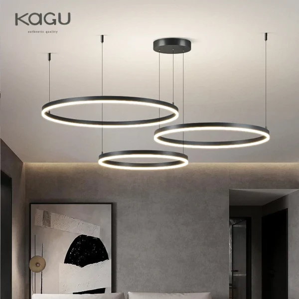 kf-S96b2590b3c6a481ab683df5996f130cfK الحد الأدنى الحديثة Led الثريا إضاءة المنزل نحى خواتم السقف شنت أضواء الثريا مصباح معلق الذهب والأسود اللون