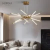 ثريا حديثة جلوس وغرفة طعام وغرفة نوم بتصميم أسود، مزودة بإضاءة LED تُركب على السقف.