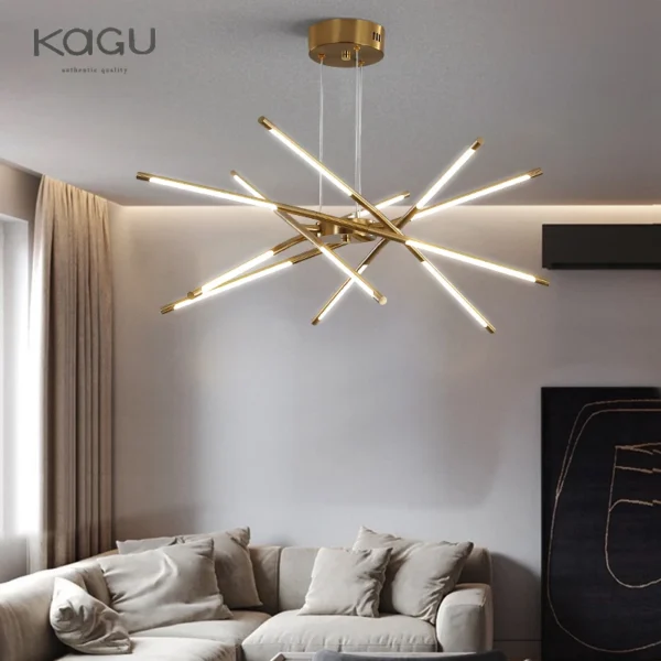 ثريا حديثة جلوس وغرفة طعام وغرفة نوم بتصميم أسود، مزودة بإضاءة LED تُركب على السقف.