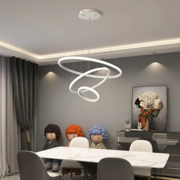 الحديثة قلادة مصباح Led خواتم دائرة سقف معلق الثريا الأسود Loft المعيشة غرفة الطعام المطبخ إضاءة داخلية تركيبات